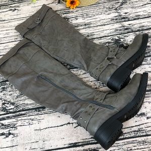 Bamboo Gray Boots with Metallic Ankle Accents, 7.